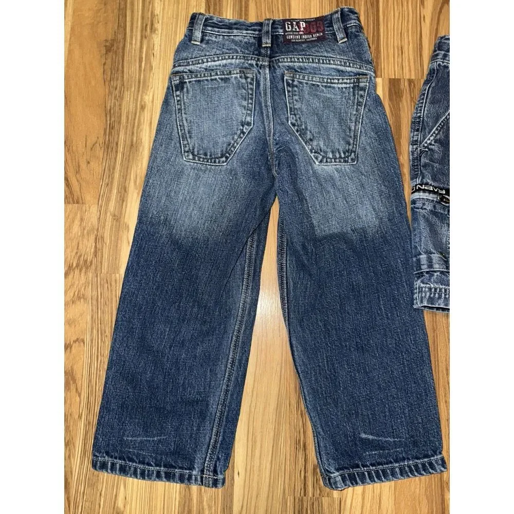 Old‎ Navy Gap Kids 1969 Jeans Shorts Vintage Blue Denim Wide Leg Boys 5 VTG Lot